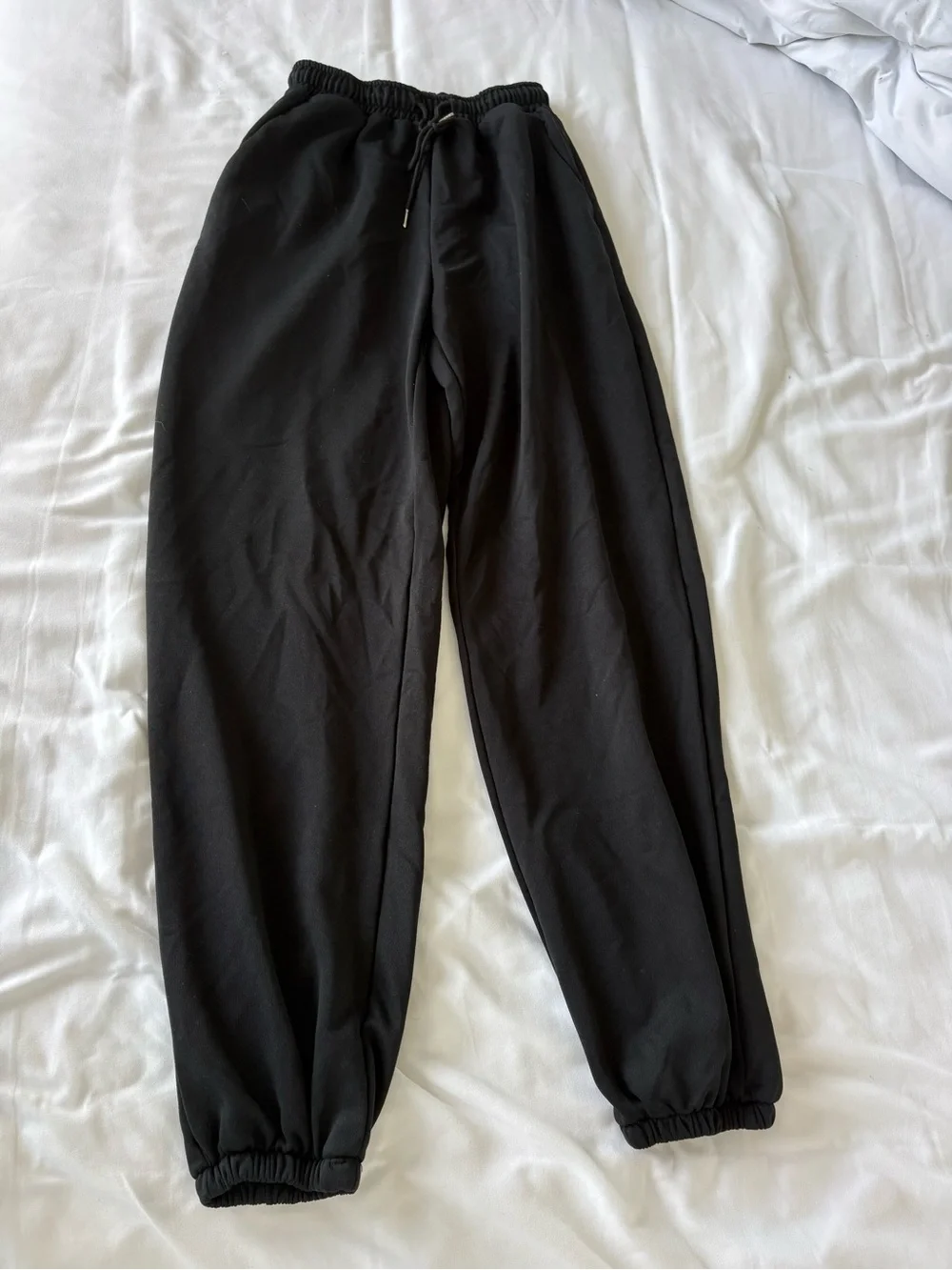 Womens Black Cuffed Sweatpants